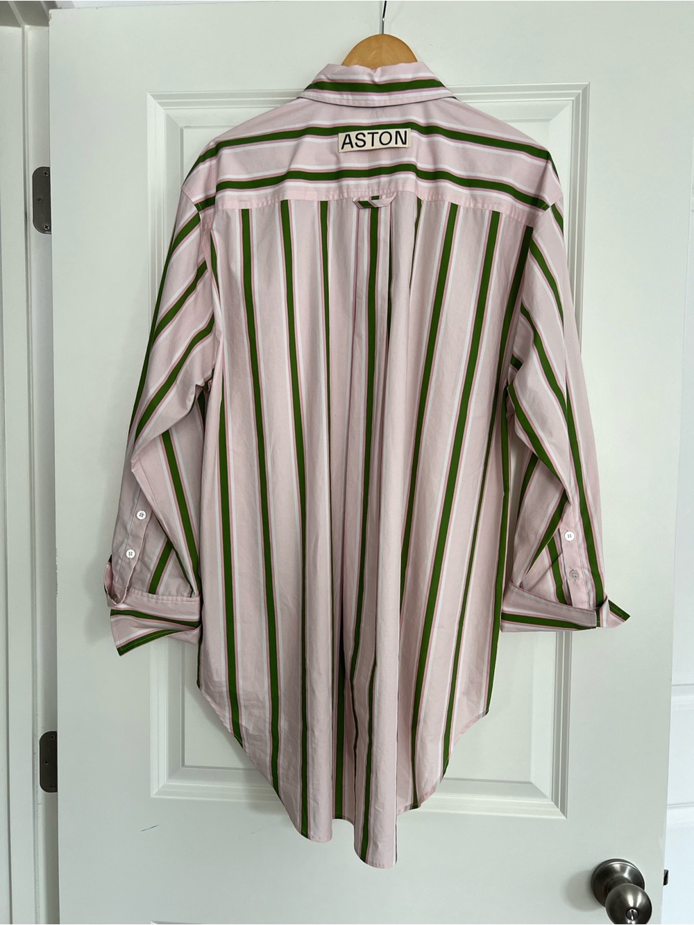 Striped Green & White Button-Up Shirt - Women - Picture 3 of 5